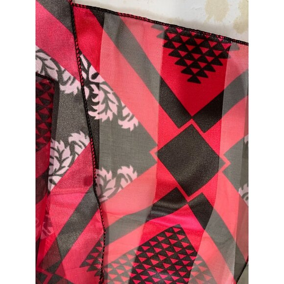 Pink Black Rectangle Scarf Womens Polyester 58 in Lgth x 12.5 in Wide - Picture 2 of 2
